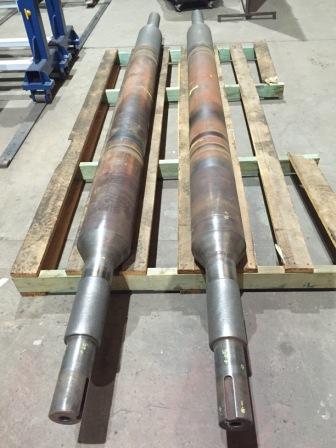 The Laser Clad Rotor Shafts ready to be machined