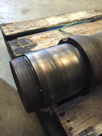 The damaged Worm Shaft ready for Laser Cladding